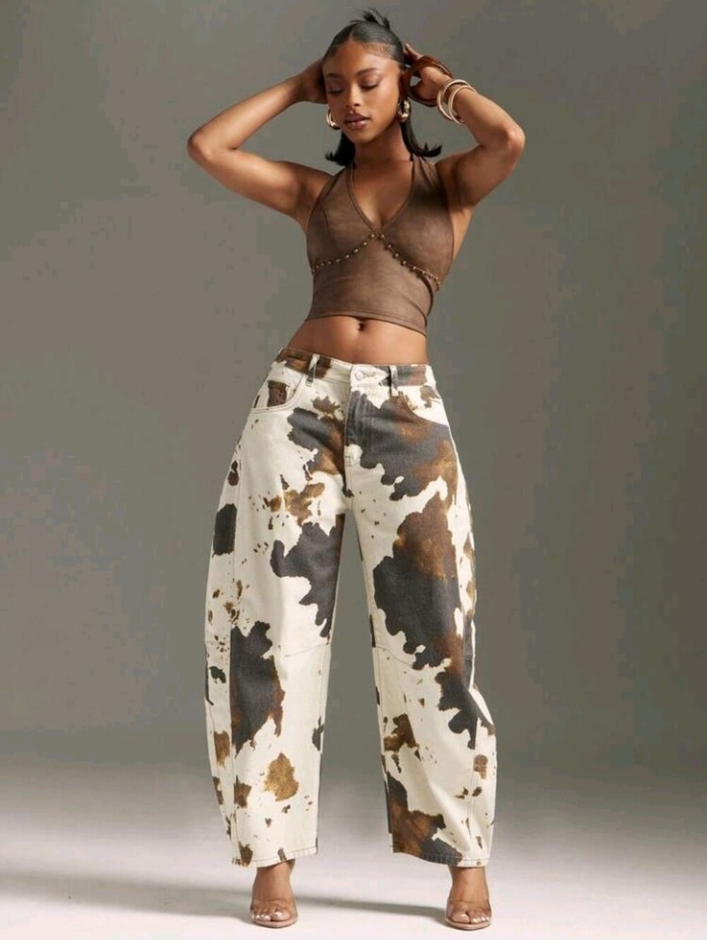 Women's Pocketed Tie-Dye Flared Loose Fit Jeans - Picture 5 of 5